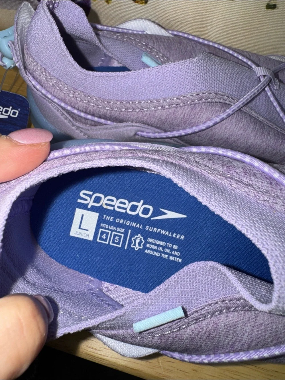 Speedo NWT! Junior Watertrek Water Shoes In Lilac Size L/Junior